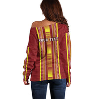 Personalised Apia Samoa Off Shoulder Sweater Samoan Tribal Pattern LT05 - Polynesian Pride