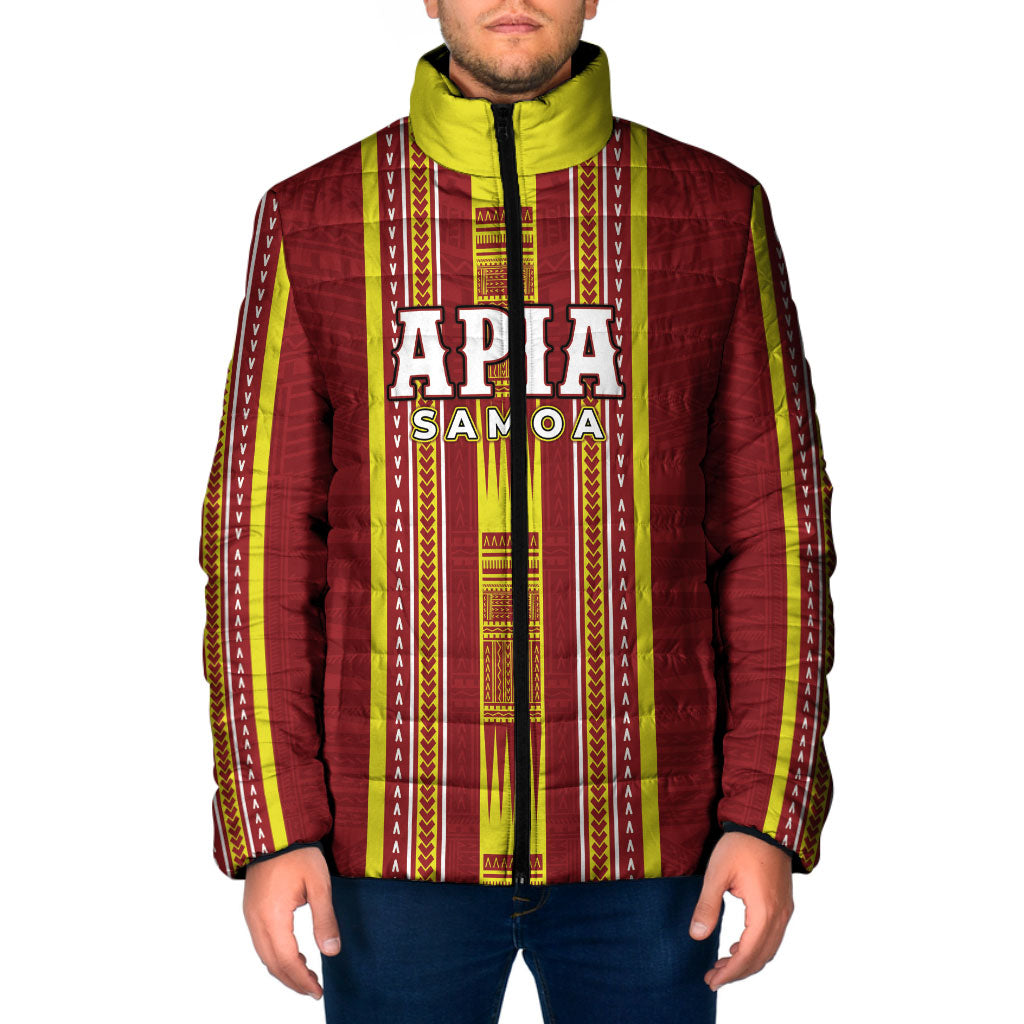 Personalised Apia Samoa Padded Jacket Samoan Tribal Pattern LT05 Men Red - Polynesian Pride