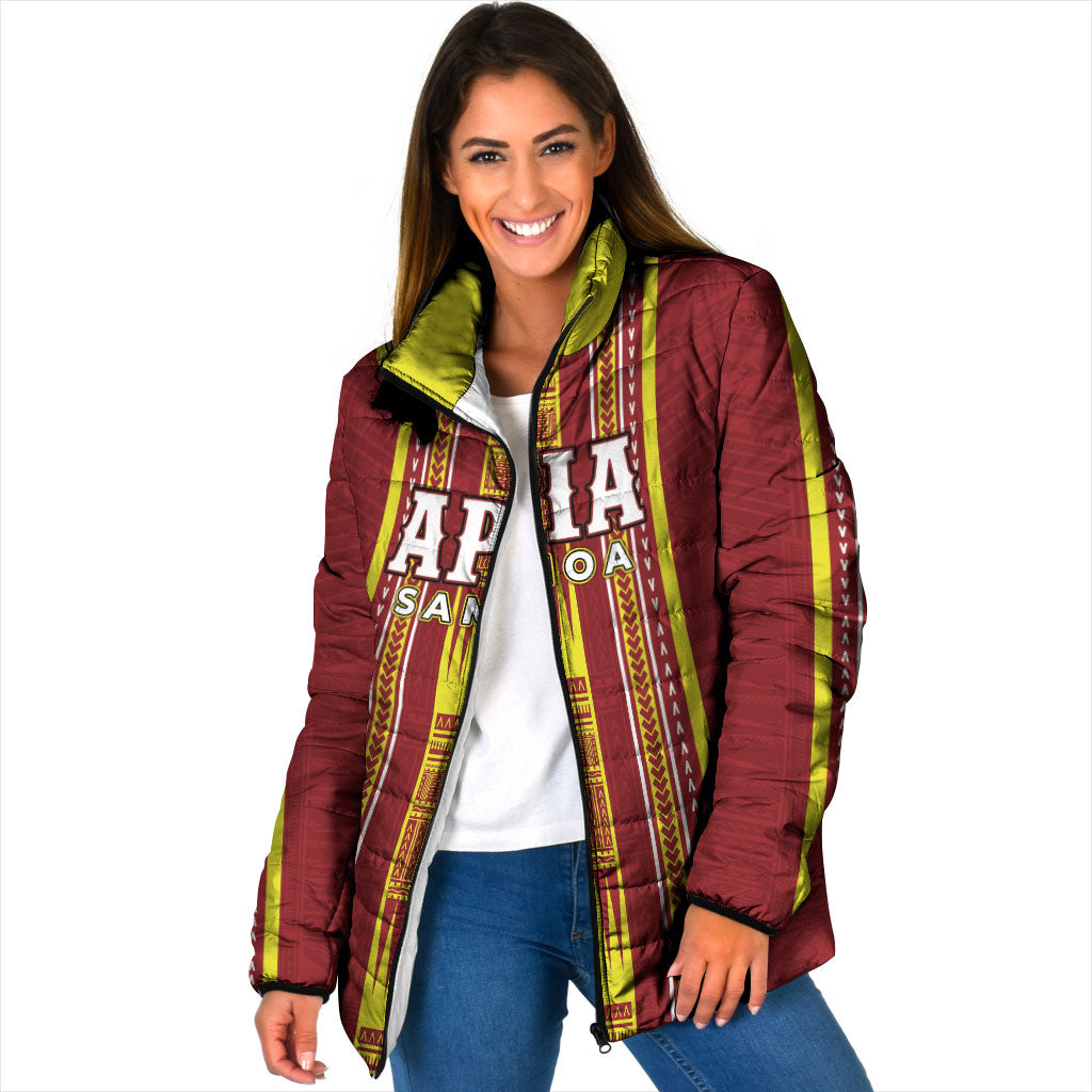 Personalised Apia Samoa Padded Jacket Samoan Tribal Pattern LT05 Women Red - Polynesian Pride