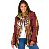 Personalised Apia Samoa Padded Jacket Samoan Tribal Pattern LT05 Women Red - Polynesian Pride