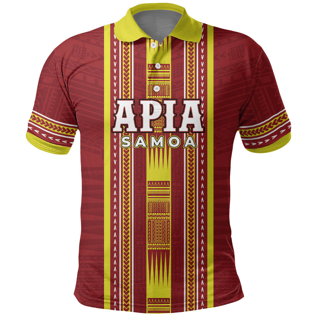 Personalised Apia Samoa Polo Shirt Samoan Tribal Pattern LT05 Red - Polynesian Pride