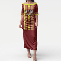 Personalised Apia Samoa Puletasi Samoan Tribal Pattern LT05 Long Dress Red - Polynesian Pride