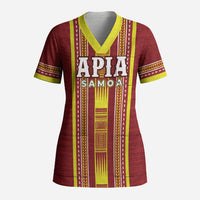 Personalised Apia Samoa Scrub Top Samoan Tribal Pattern