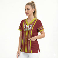 Personalised Apia Samoa Scrub Top Samoan Tribal Pattern