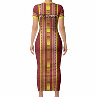 Personalised Apia Samoa Short Sleeve Bodycon Dress Samoan Tribal Pattern LT05 - Polynesian Pride