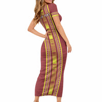 Personalised Apia Samoa Short Sleeve Bodycon Dress Samoan Tribal Pattern LT05 - Polynesian Pride