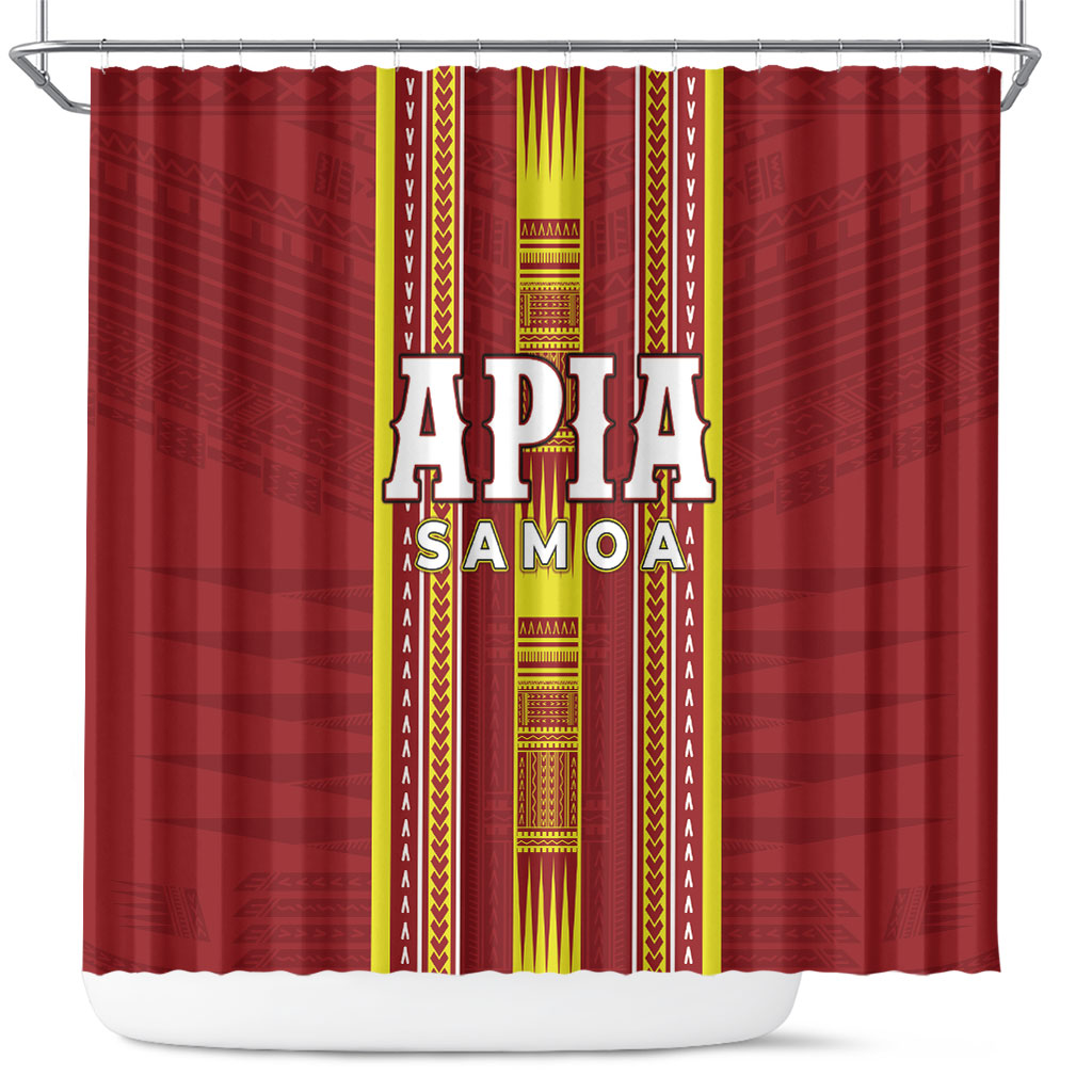 Apia Samoa Shower Curtain Samoan Tribal Pattern LT05 Red - Polynesian Pride
