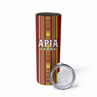 Personalised Apia Samoa Skinny Tumbler Samoan Tribal Pattern LT05 - Polynesian Pride