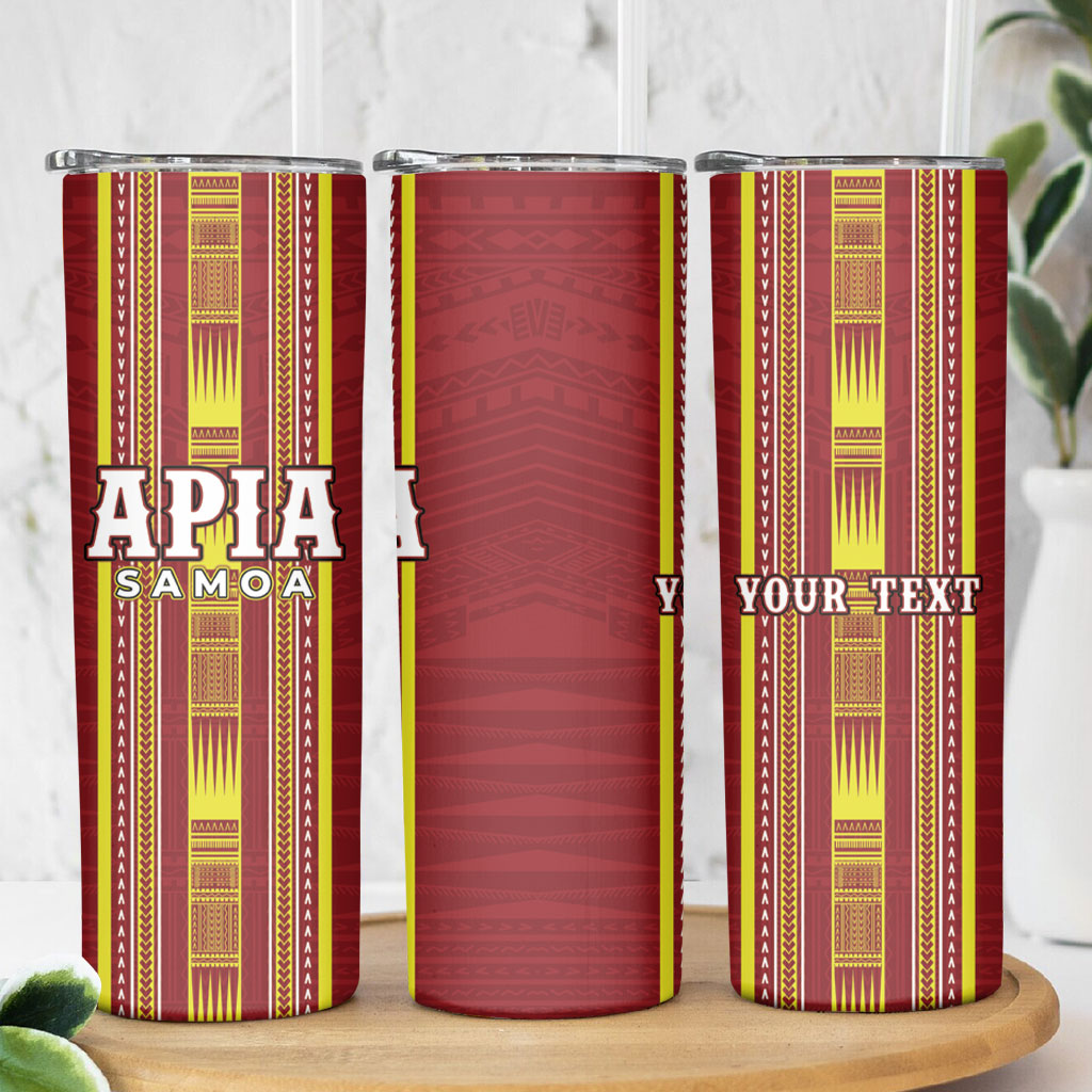 Personalised Apia Samoa Skinny Tumbler Samoan Tribal Pattern LT05 - Polynesian Pride
