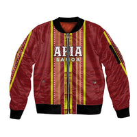 Personalised Apia Samoa Sleeve Zip Bomber Jacket Samoan Tribal Pattern LT05 Unisex Red - Polynesian Pride