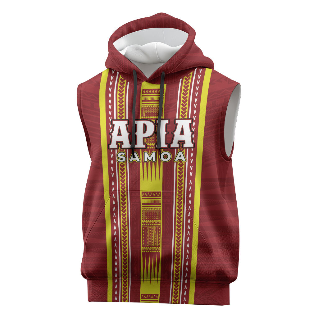 Personalised Apia Samoa Sleeveless Hoodie Samoan Tribal Pattern LT05 Red - Polynesian Pride