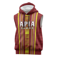 Personalised Apia Samoa Sleeveless Hoodie Samoan Tribal Pattern LT05 Red - Polynesian Pride