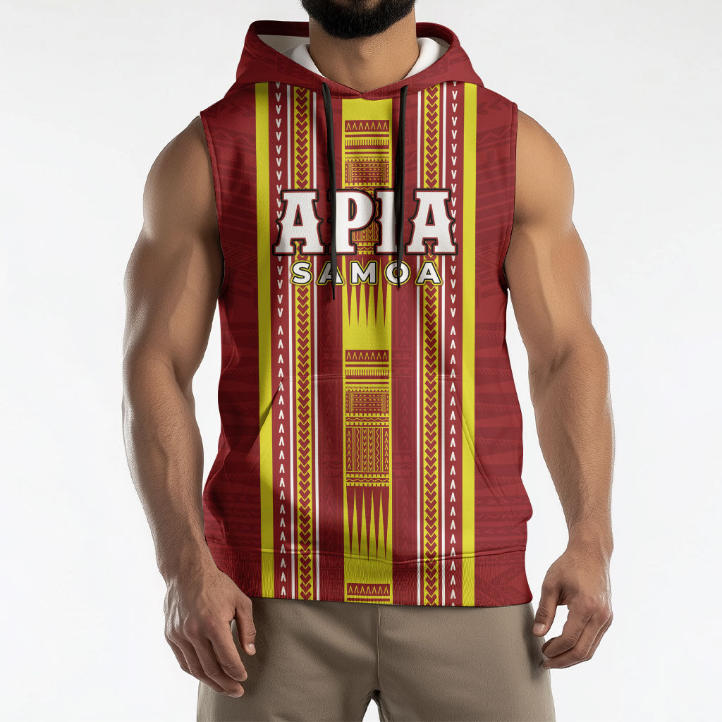 Personalised Apia Samoa Sleeveless Hoodie Samoan Tribal Pattern LT05 - Polynesian Pride