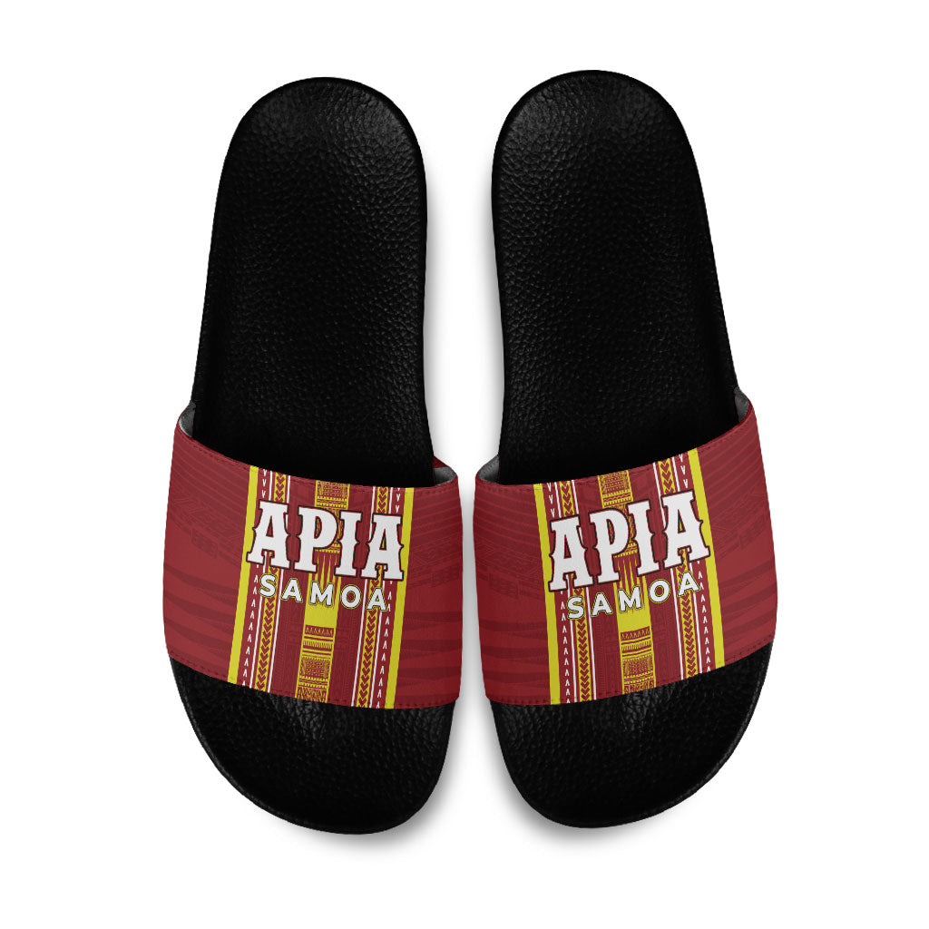 Apia Samoa Slide Sandals Samoan Tribal Pattern LT05 Red - Polynesian Pride