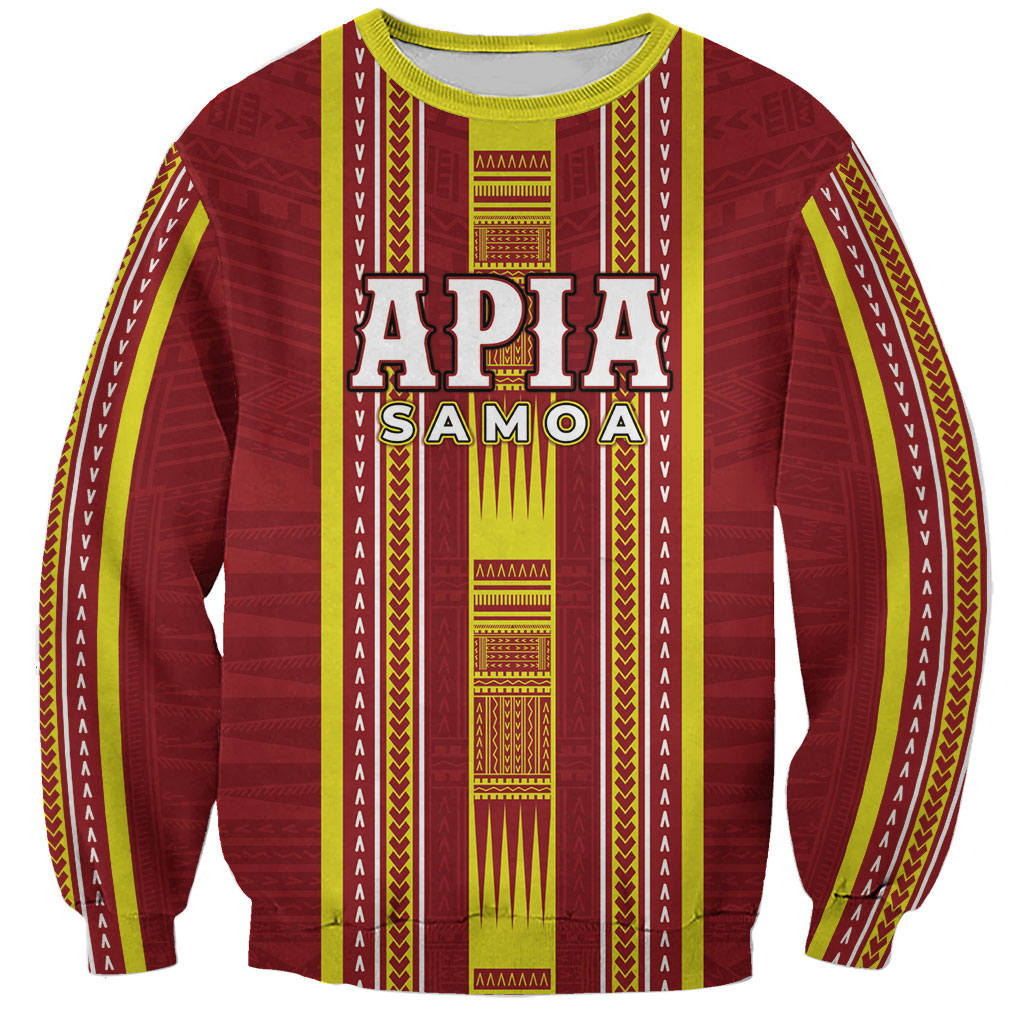 Personalised Apia Samoa Sweatshirt Samoan Tribal Pattern LT05 Unisex Red - Polynesian Pride