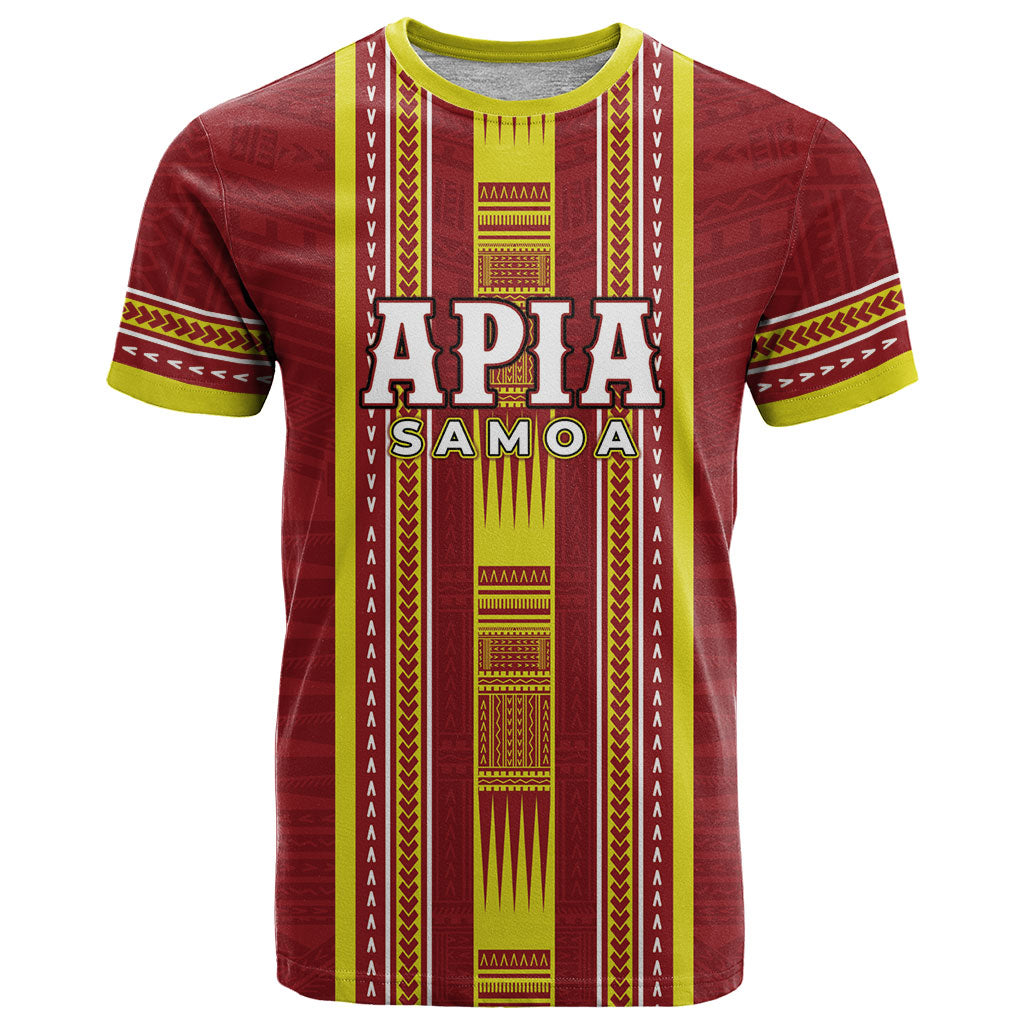 Personalised Apia Samoa T Shirt Samoan Tribal Pattern LT05 Red - Polynesian Pride