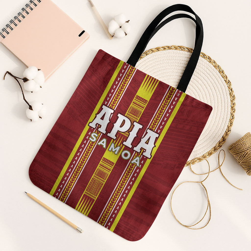 Apia Samoa Tote Bag Samoan Tribal Pattern LT05 Black Strap One Size Red - Polynesian Pride
