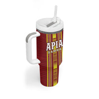 Personalised Apia Samoa Tumbler With Handle Samoan Tribal Pattern LT05 - Polynesian Pride