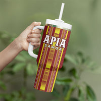 Personalised Apia Samoa Tumbler With Handle Samoan Tribal Pattern LT05 - Polynesian Pride