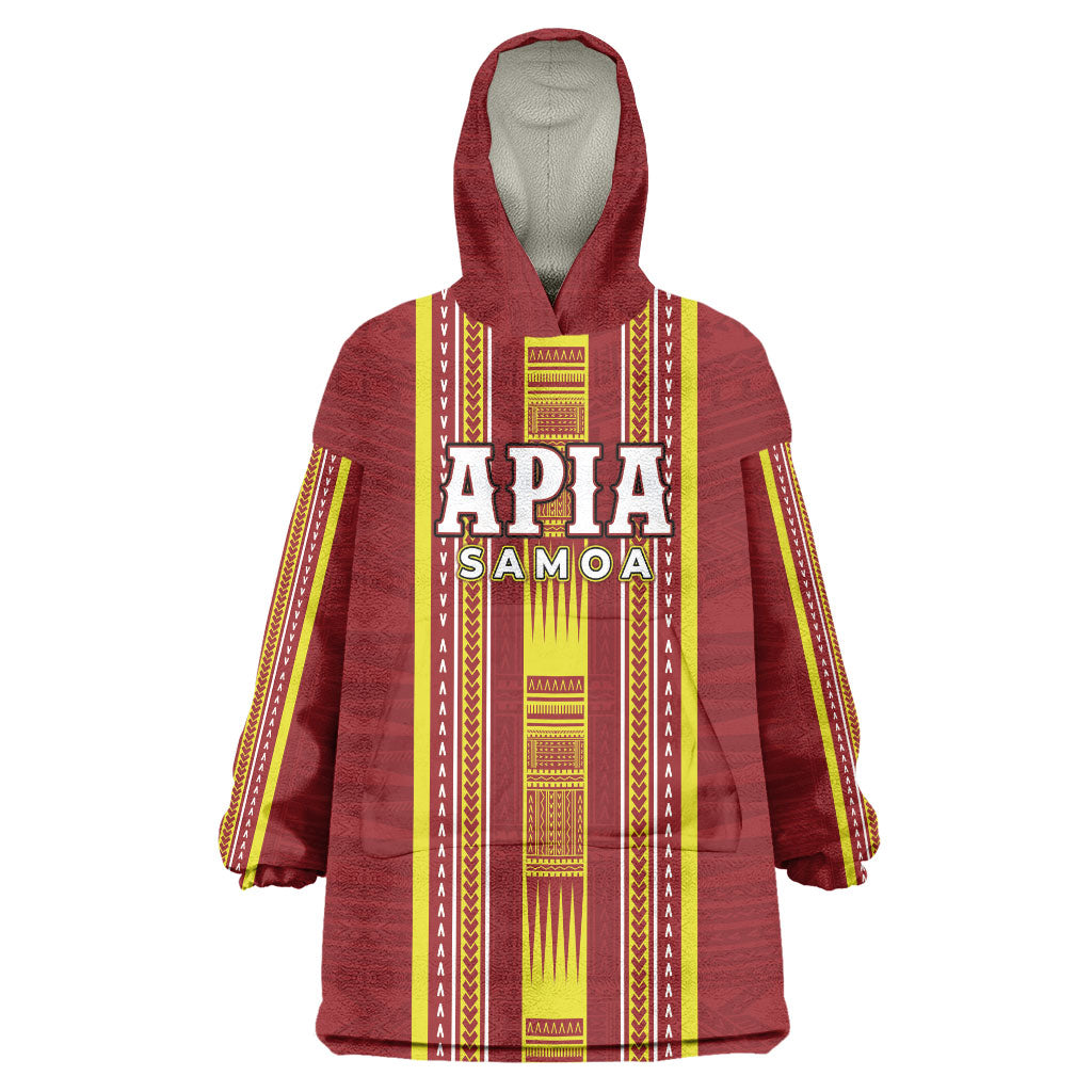 Personalised Apia Samoa Wearable Blanket Hoodie Samoan Tribal Pattern LT05 One Size Red - Polynesian Pride