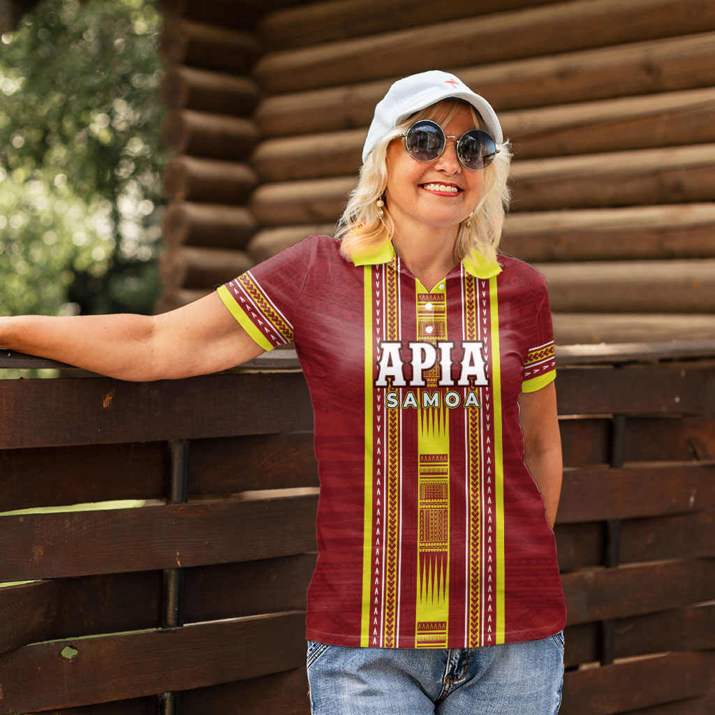 Personalised Apia Samoa Women Polo Shirt Samoan Tribal Pattern LT05 - Polynesian Pride