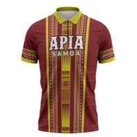 Personalised Apia Samoa Zipper Polo Shirt Samoan Tribal Pattern LT05 Red - Polynesian Pride