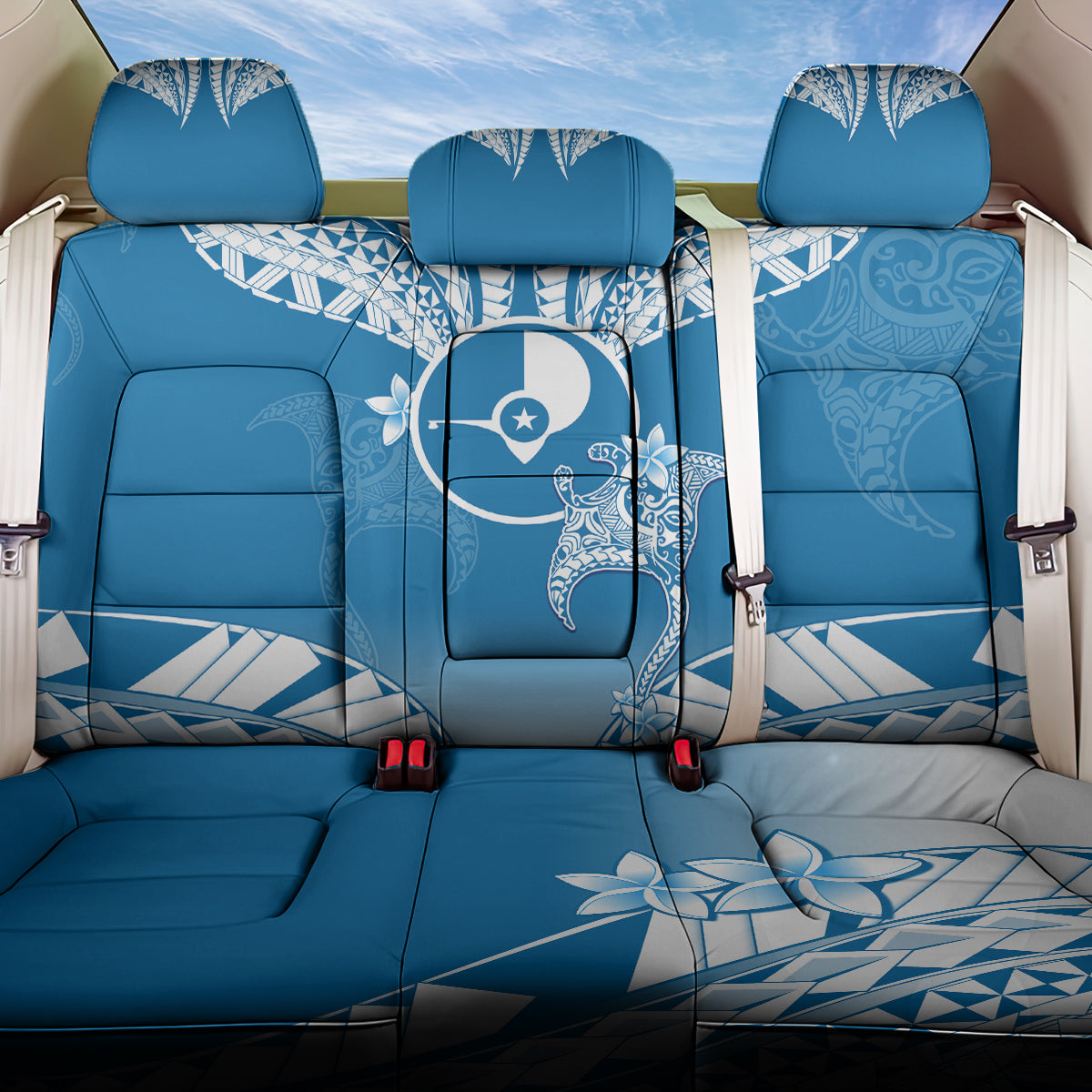 FSM Yap Constitution Day Back Car Seat Cover Polynesian Batoids LT05 One Size Blue - Polynesian Pride