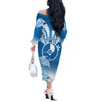 FSM Yap Constitution Day Off The Shoulder Long Sleeve Dress Polynesian Batoids LT05 - Polynesian Pride
