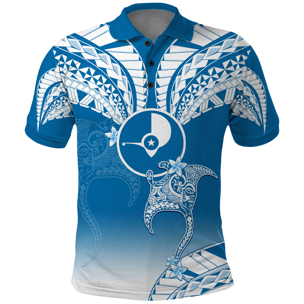 FSM Yap Constitution Day Polo Shirt Polynesian Batoids LT05 Blue - Polynesian Pride
