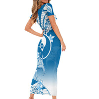 FSM Yap Constitution Day Short Sleeve Bodycon Dress Polynesian Batoids LT05 - Polynesian Pride