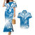 Personalised FSM Yap Constitution Day Couples Matching Mermaid Dress and Hawaiian Shirt Polynesian Batoids LT05 Blue - Polynesian Pride