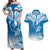 Personalised FSM Yap Constitution Day Couples Matching Off Shoulder Maxi Dress and Hawaiian Shirt Polynesian Batoids LT05 Blue - Polynesian Pride