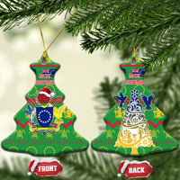Cook Islands Christmas Ceramic Ornament Santa Coat Of Arms Meri Kiritimiti LT05 Christmas Tree Green - Polynesian Pride
