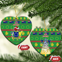 Cook Islands Christmas Ceramic Ornament Santa Coat Of Arms Meri Kiritimiti LT05 Heart Green - Polynesian Pride