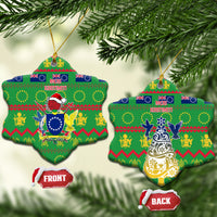 Cook Islands Christmas Ceramic Ornament Santa Coat Of Arms Meri Kiritimiti LT05 Snow Flake Green - Polynesian Pride
