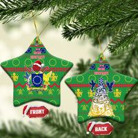 Cook Islands Christmas Ceramic Ornament Santa Coat Of Arms Meri Kiritimiti LT05 Star Green - Polynesian Pride