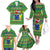 Personalised Cook Islands Christmas Family Matching Off Shoulder Long Sleeve Dress and Hawaiian Shirt Santa Coat Of Arms Meri Kiritimiti LT05 - Polynesian Pride