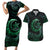 Personalised Polynesia Couples Matching Short Sleeve Bodycon Dress and Hawaiian Shirt With Islam Crescent And Star LT05 Green - Polynesian Pride