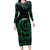 Personalised Polynesia Long Sleeve Bodycon Dress With Islam Crescent And Star LT05 Long Dress Green - Polynesian Pride