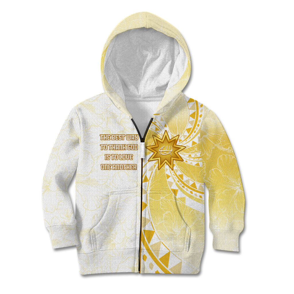 Personalised Polynesia Kid Hoodie Bahai Faith Symbol LT05 Zip Hoodie Yellow - Polynesian Pride
