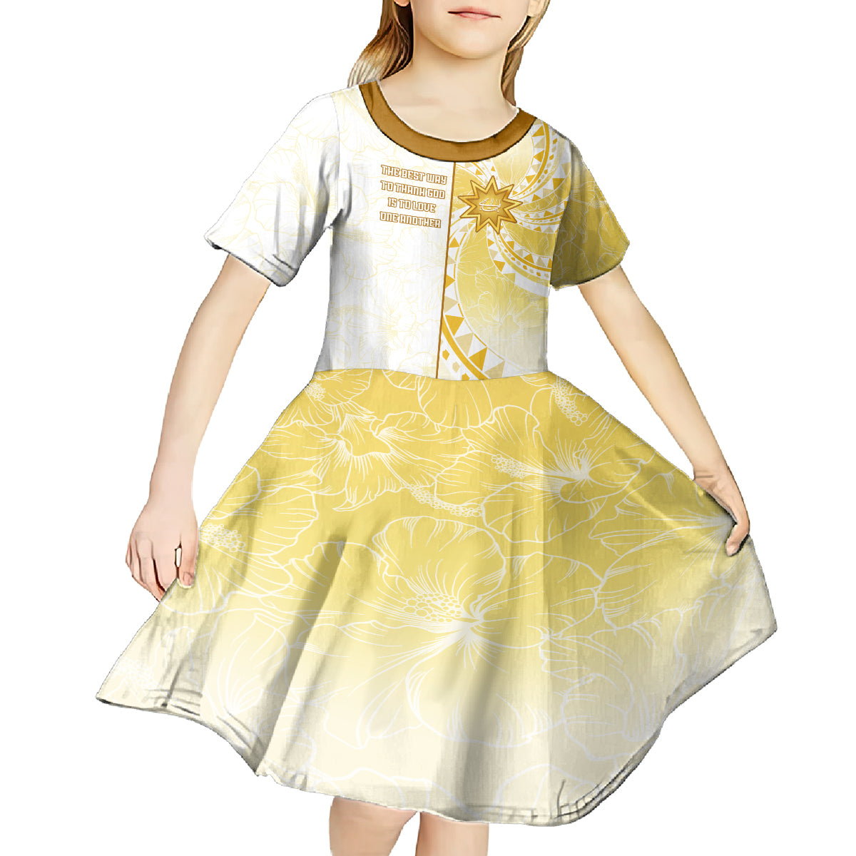 Personalised Polynesia Kid Short Sleeve Dress Bahai Faith Symbol LT05 - Polynesian Pride
