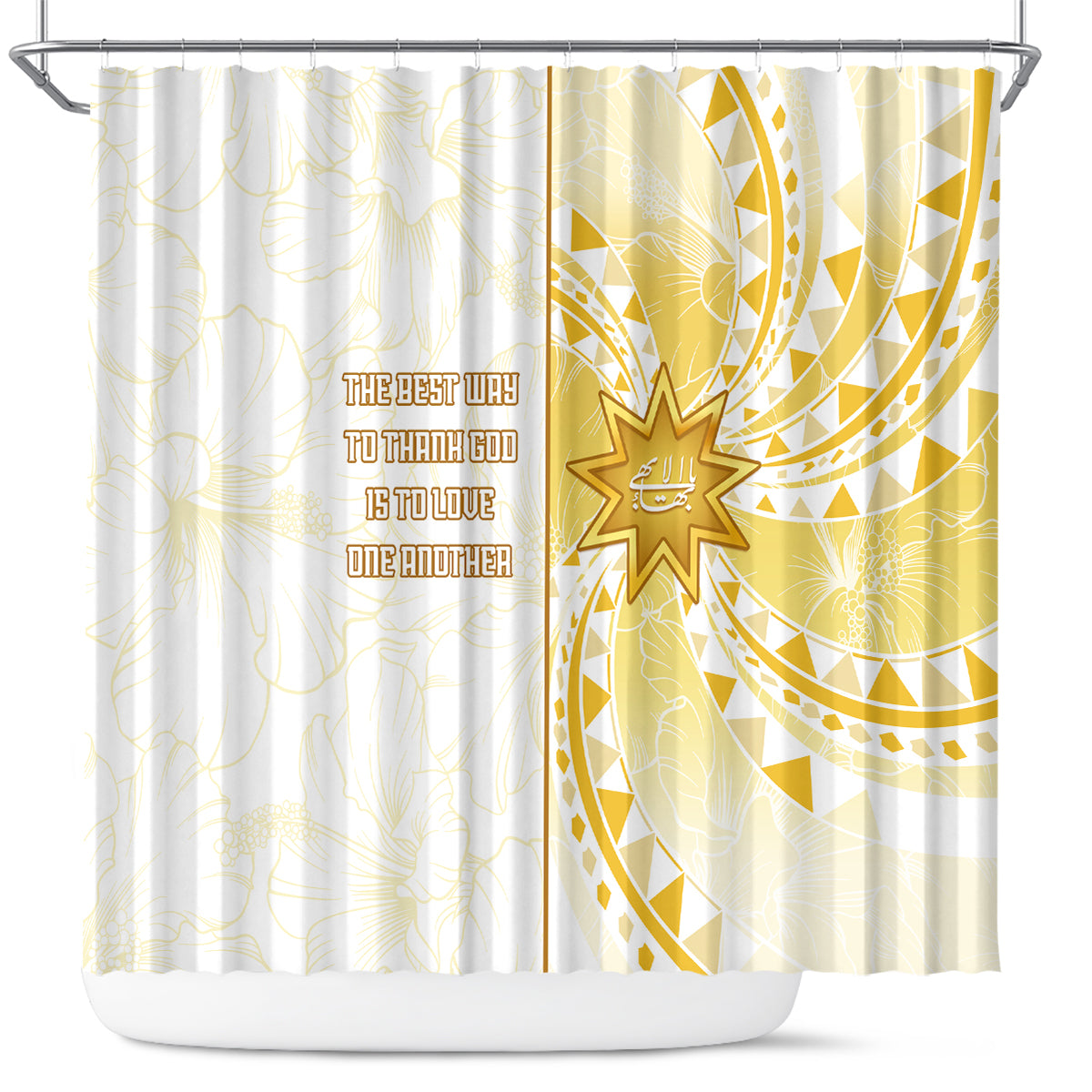 Polynesia Shower Curtain Bahai Faith Symbol LT05 Yellow - Polynesian Pride