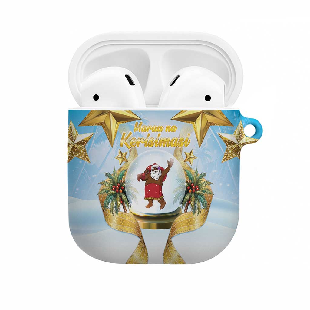 Fiji Christmas AirPods Case Snow Globe With Fijian Santa LT05 Blue - Polynesian Pride