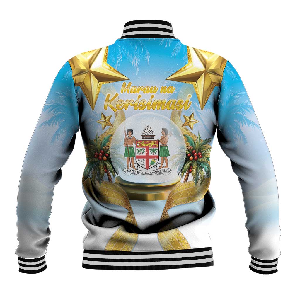 Fiji Christmas Baseball Jacket Snow Globe With Fijian Santa LT05 - Polynesian Pride