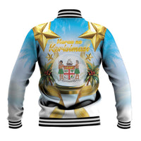 Fiji Christmas Baseball Jacket Snow Globe With Fijian Santa LT05 - Polynesian Pride