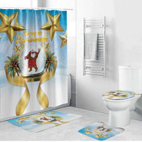 Fiji Christmas Bathroom Set Snow Globe With Fijian Santa LT05 Blue - Polynesian Pride