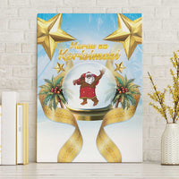 Fiji Christmas Canvas Wall Art Snow Globe With Fijian Santa LT05 Without Frame Blue - Polynesian Pride
