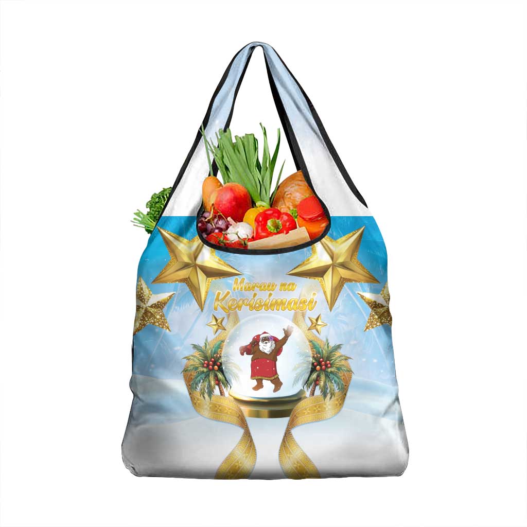 Fiji Christmas Grocery Bag Snow Globe With Fijian Santa LT05 1-pack One Size Blue - Polynesian Pride