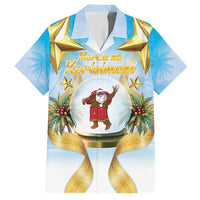 Fiji Christmas Hawaiian Shirt Snow Globe With Fijian Santa LT05 Blue - Polynesian Pride