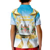 Fiji Christmas Kid Polo Shirt Snow Globe With Fijian Santa LT05 - Polynesian Pride